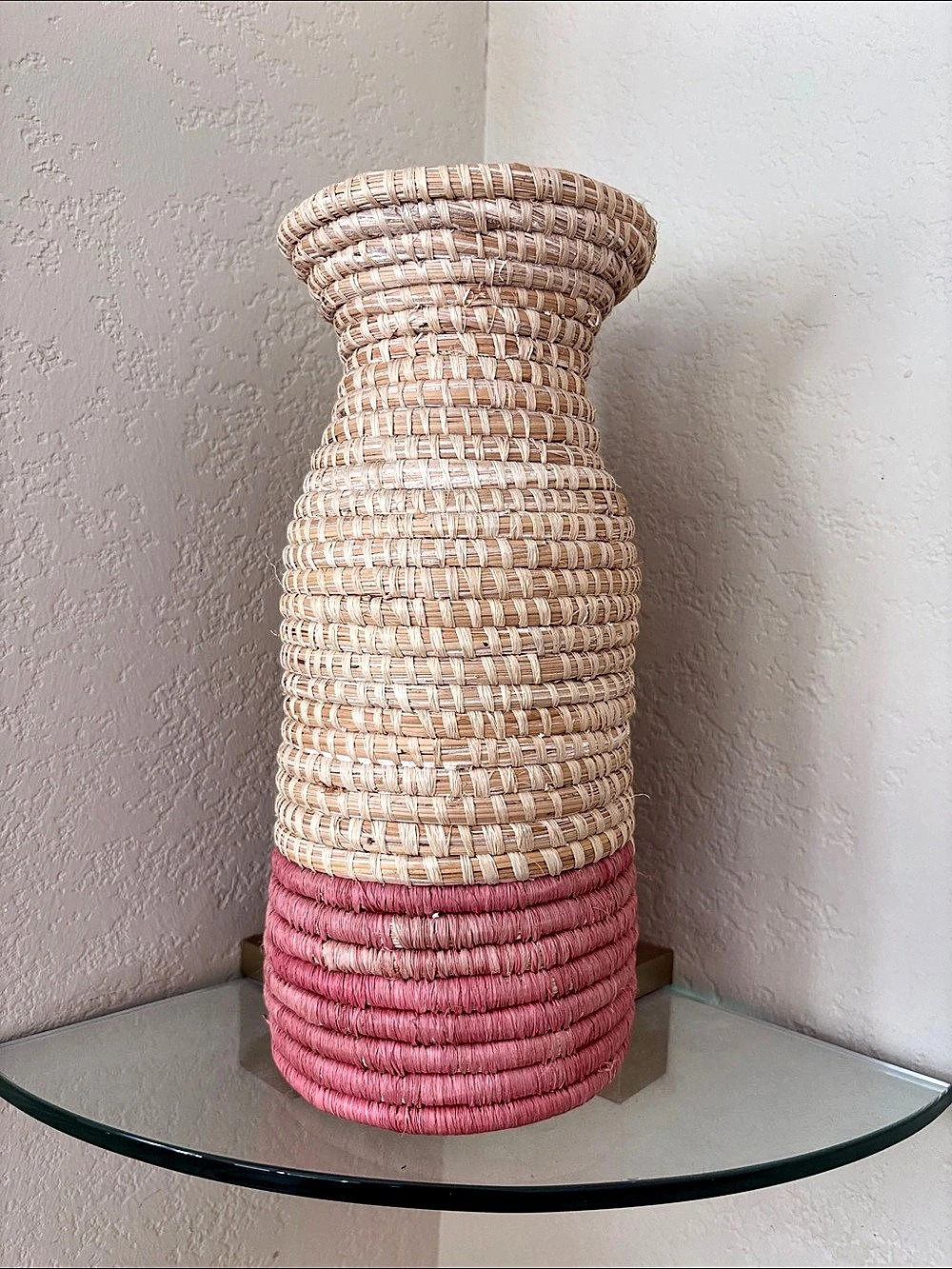 Woven Pink & Tan Vase